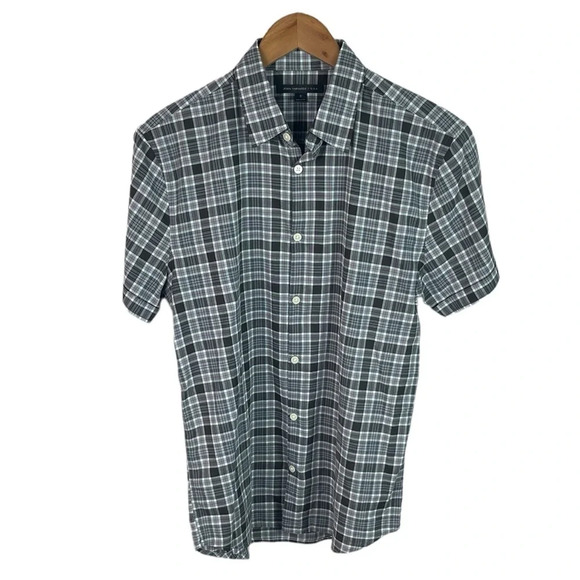 BF1443 Men’s John Varvatos USA Designer Plaid Short Sleeve Button Down Shirt S - Picture 1 of 5